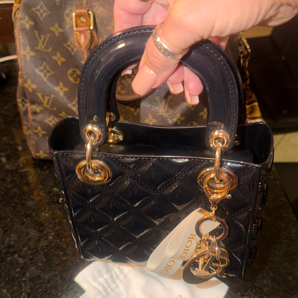 Unbranded Black Mini Bag with Gold Dior Accents - Picture 5 of 7
